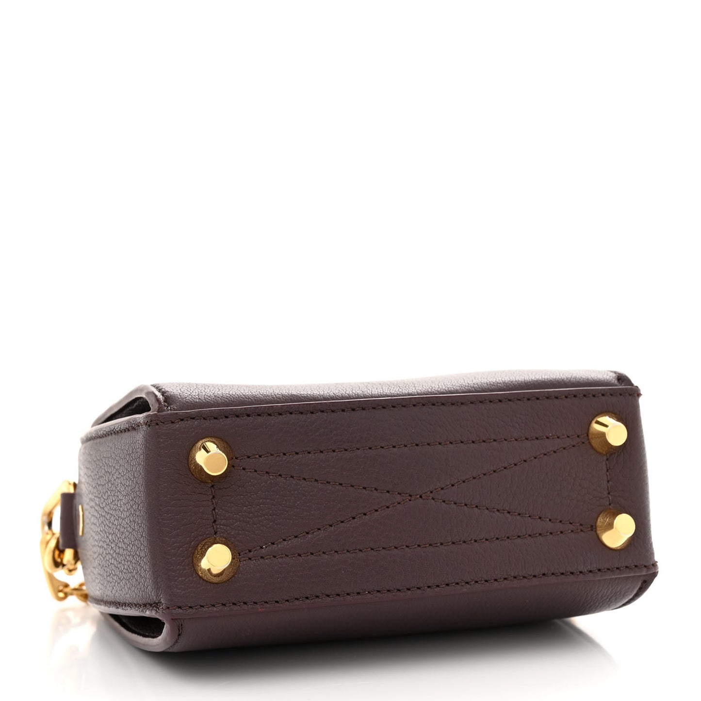 Silky Amish Grained Goatskin Box Shoulder Bag 16 Burgundy