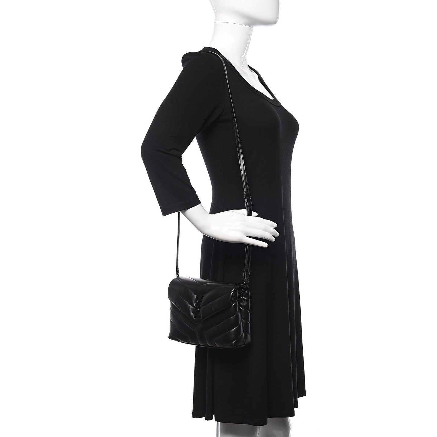 Calfskin Y Quilted Monogram Toy Loulou Crossbody Bag Black