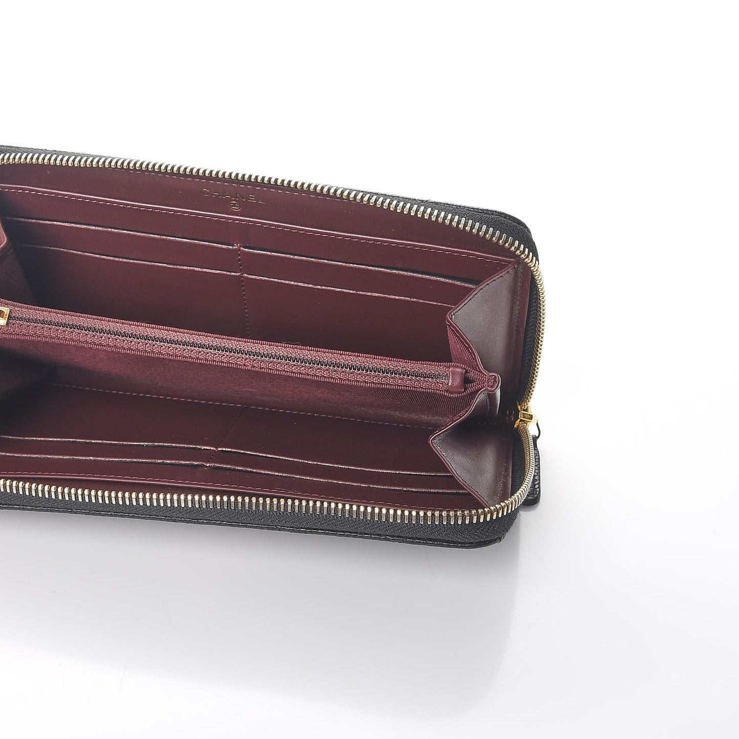 Caviar Quilted Large Gusset Zip Around Wallet Black