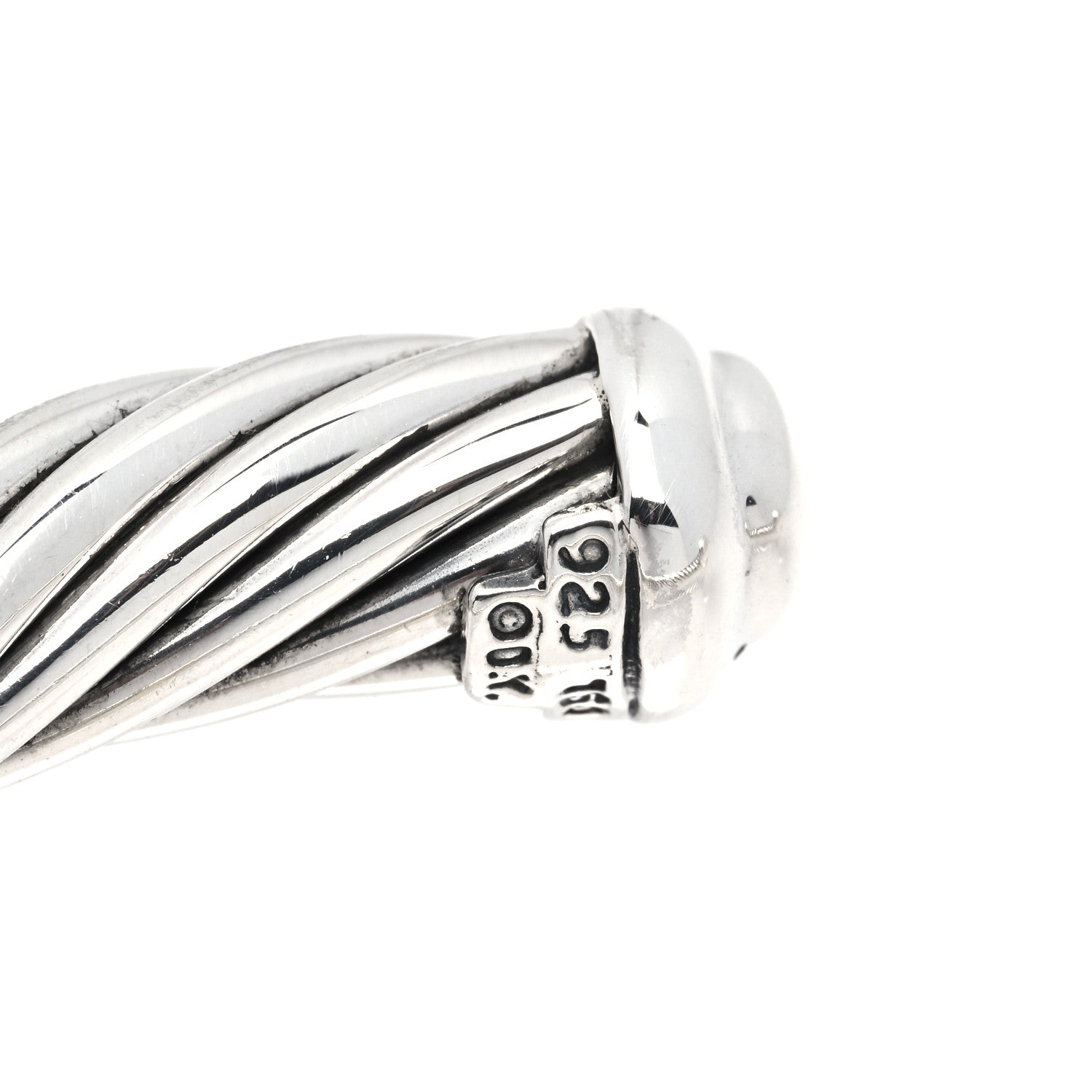 David Yurman Sterling Silver 18K Yellow Gold Diamond 7mm Cable Classics Station Bracelet 4 of 4