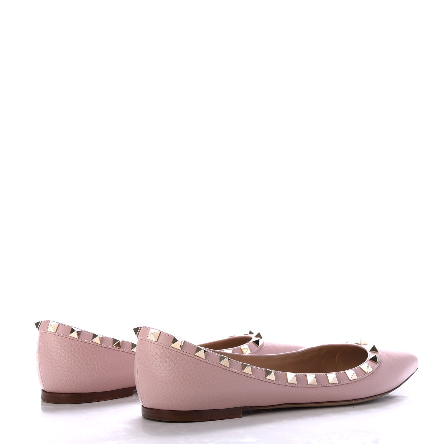 Valentino Garavani Pebbled Calfskin Rockstud Ballerina Flats 38 Pink 4 of 10