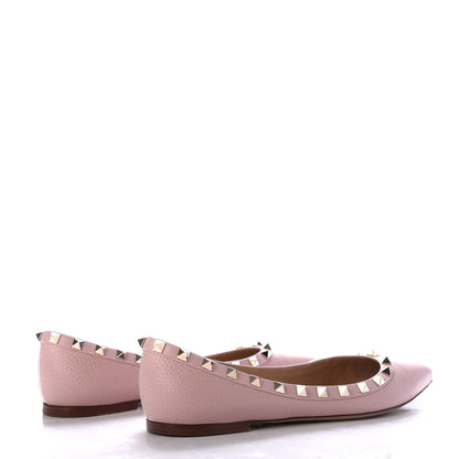 Valentino Garavani Pebbled Calfskin Rockstud Ballerina Flats 38 Pink 4 of 10