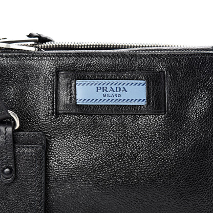Prada Glace Calfskin Studded Etiquette Shoulder Bag Black 11 of 14