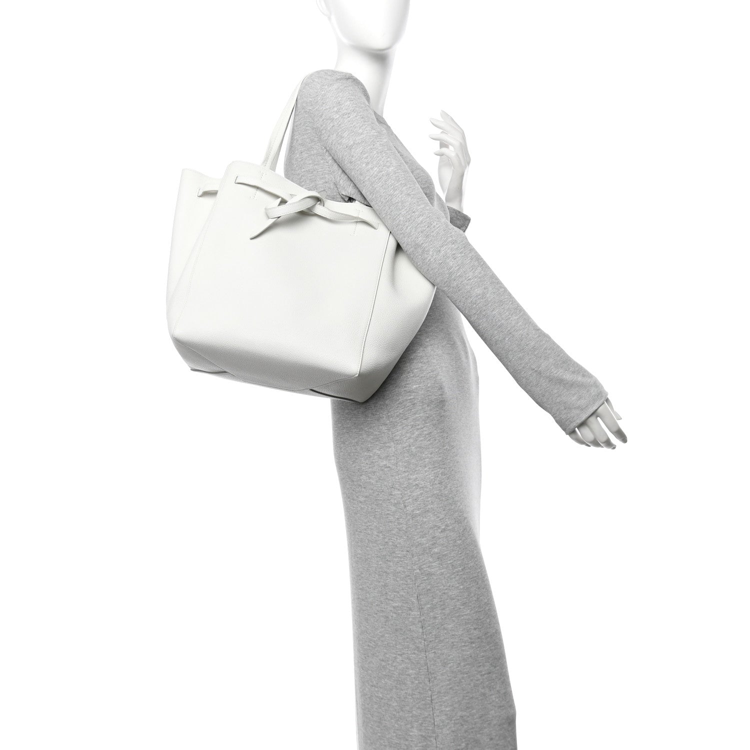 Celine Soft Grained Calfskin Small Belt Cabas Phantom White 2 of 11