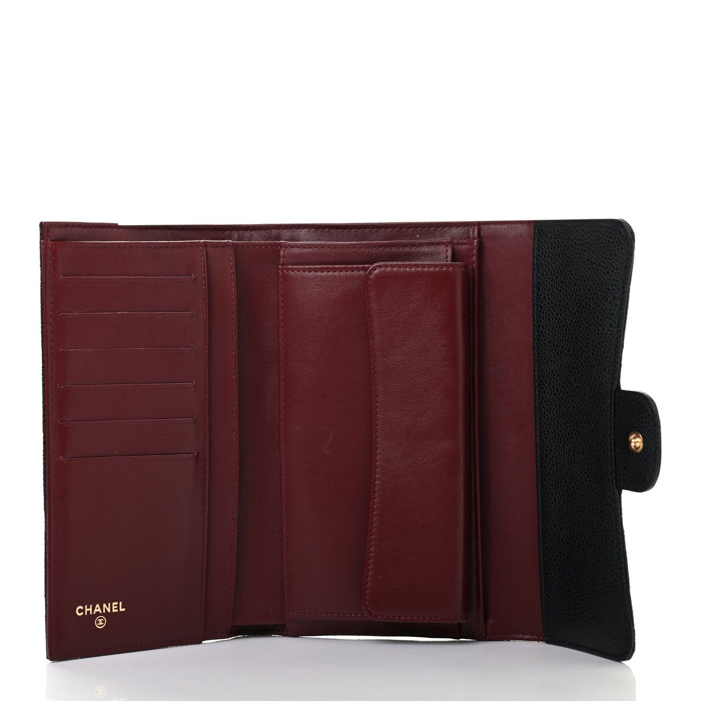 Caviar Quilted Large Flap Wallet Black