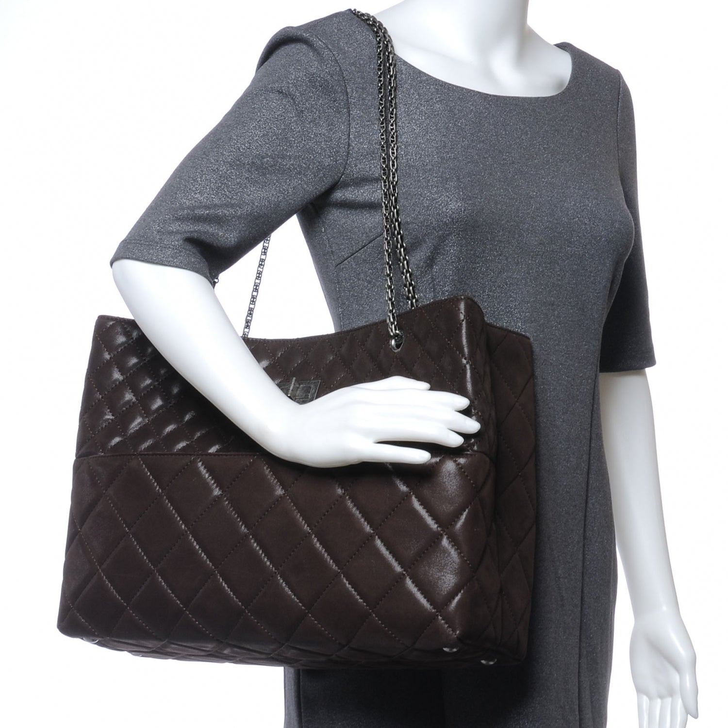 Chanel Iridescent Calfskin Mademoiselle Reissue Tote Large Brown 2 of 7
