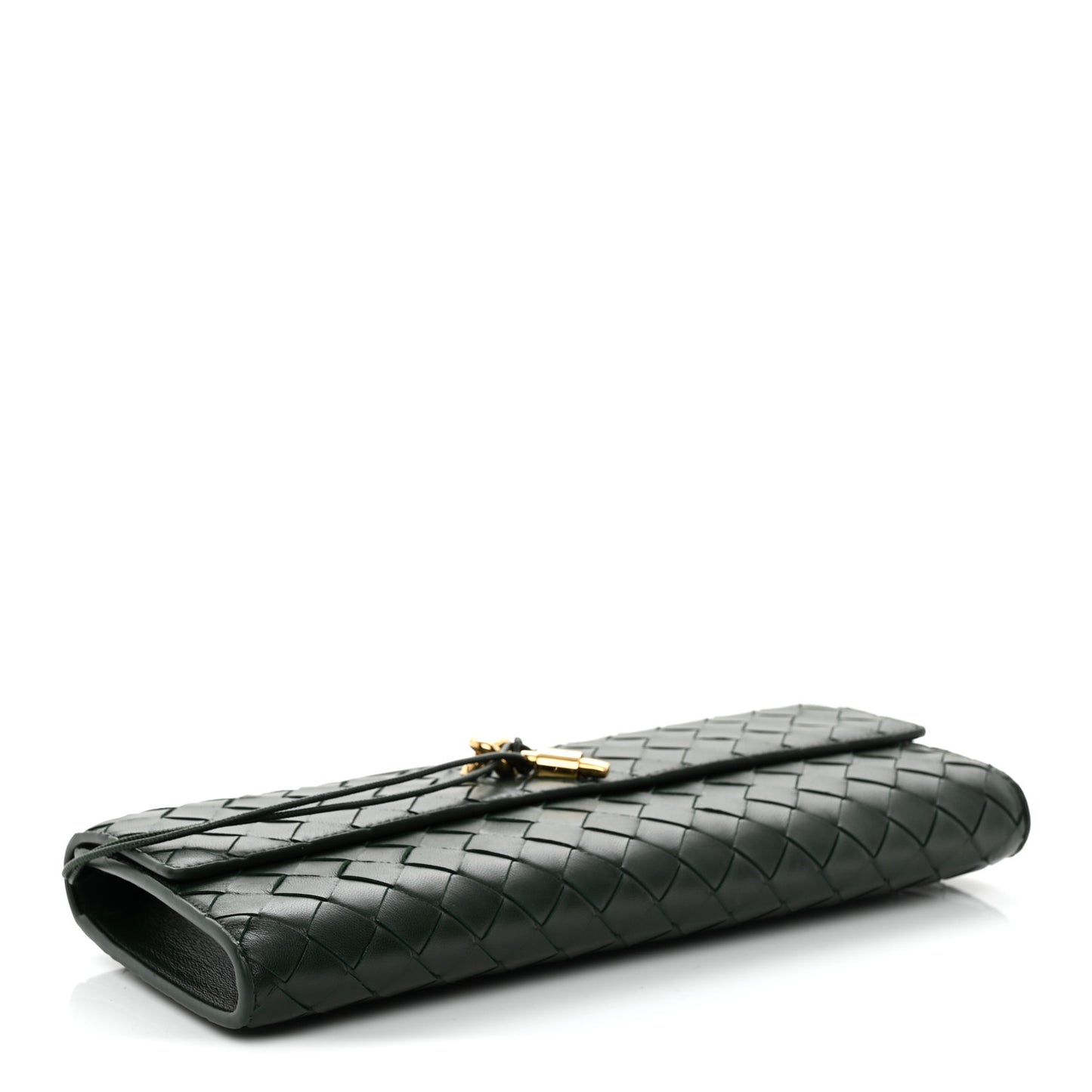 Nappa Intrecciato Long Andiamo Top Handle Clutch Emerald Green
