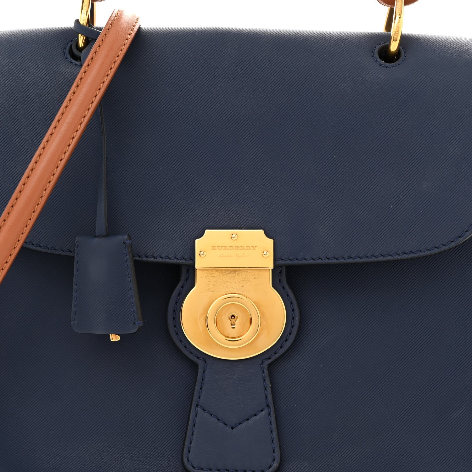 Burberry Trench Calfskin Medium DK88 Top Handle Bag Ink Blue 8 of 16