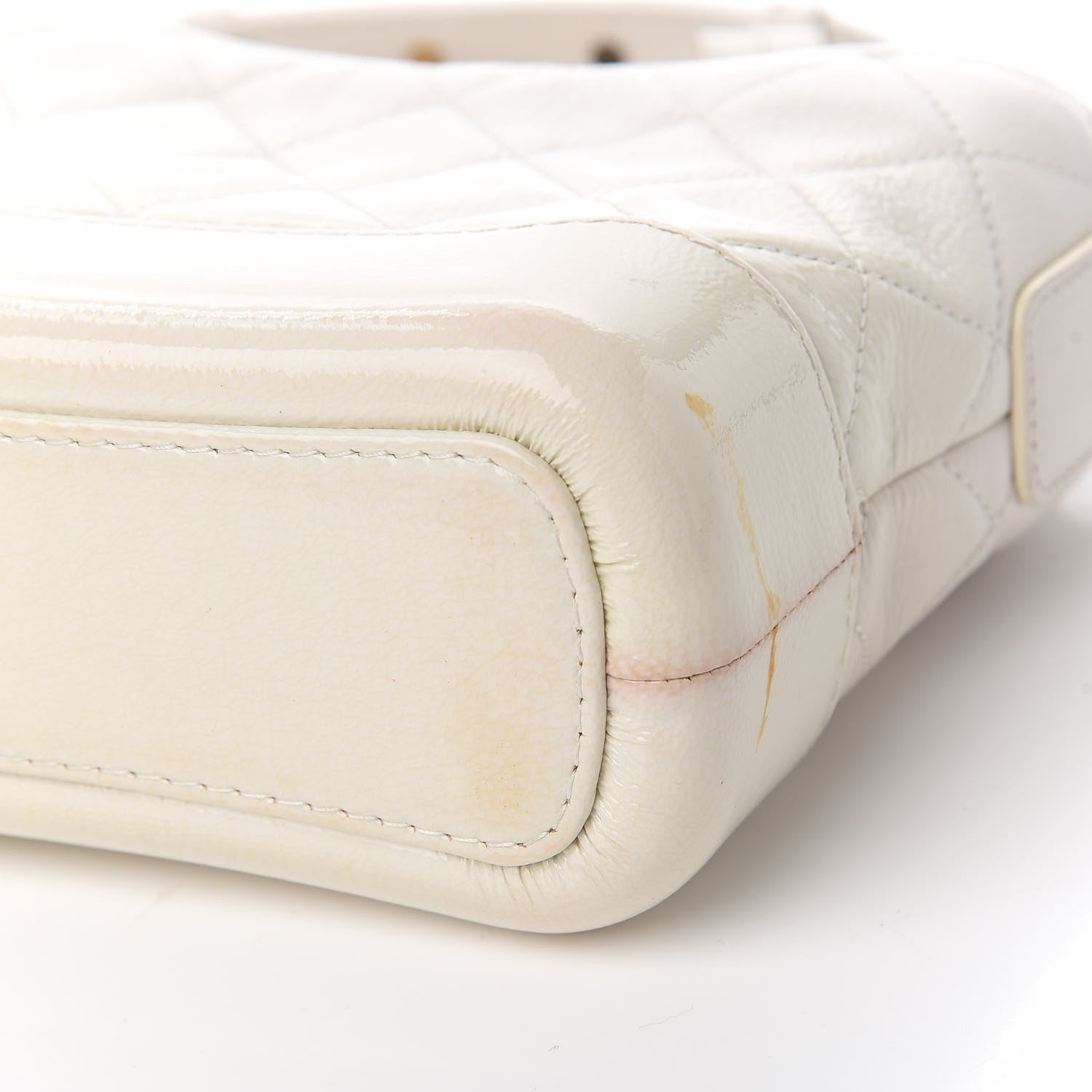 Chanel Patent Goatskin Quilted Small Gabrielle Hobo White 9 of 14
