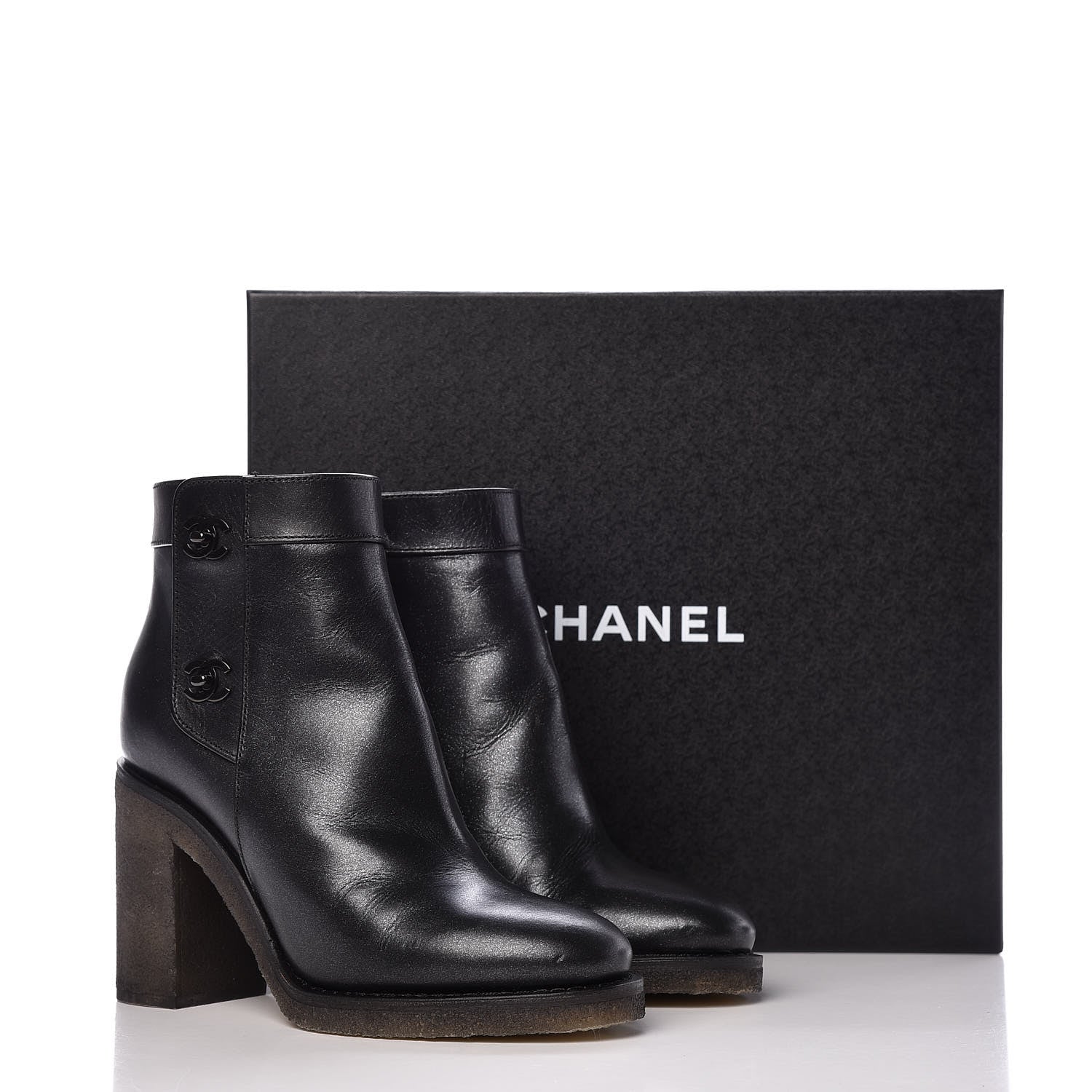 Chanel Iridescent Goatskin CC Turnlock Short Boots 37.5 Black 9 of 9