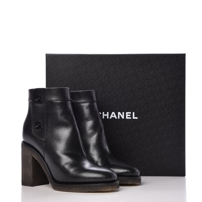 Chanel Iridescent Goatskin CC Turnlock Short Boots 37.5 Black 9 of 9