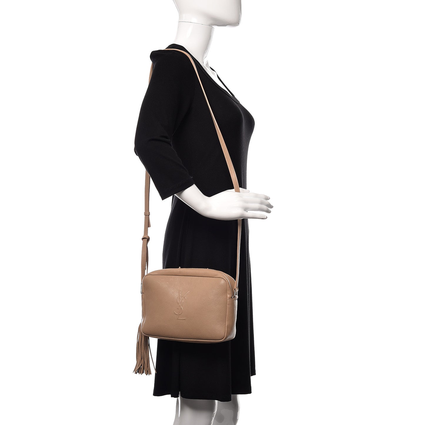 Lambskin Monogram Small Lou Camera Bag Dark Beige