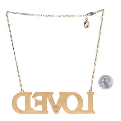 Gucci Metal Crystal Loved Short Necklace Aged Gold 3 of 4