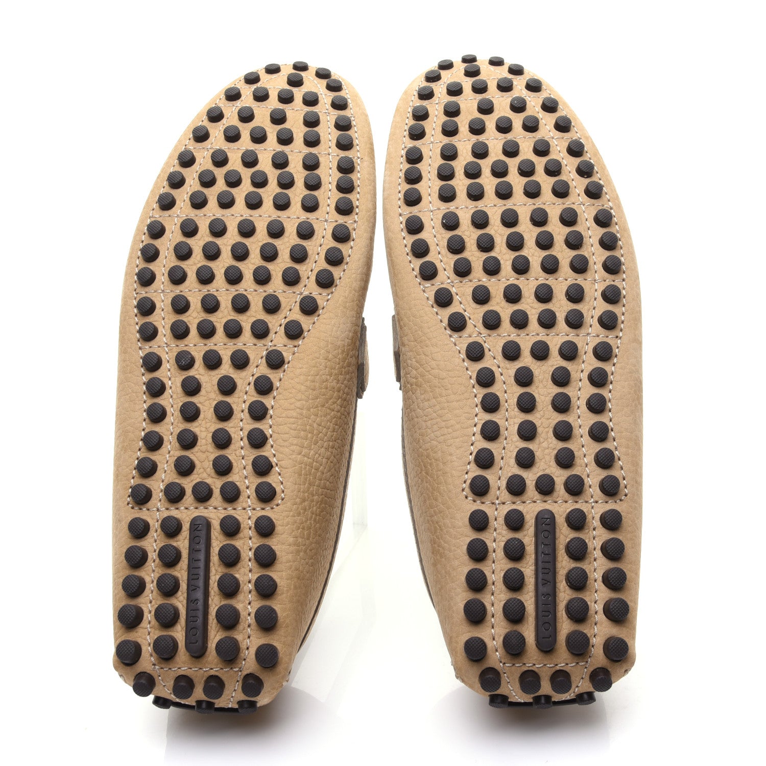 Louis Vuitton Nubuck Mens Hockenheim Moccasin Loafers 9 Beige 9 of 11