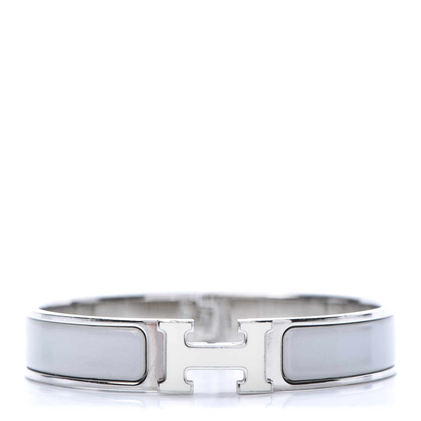 Enamel Narrow Clic Clac H Bracelet PM Blanc Gris Clair