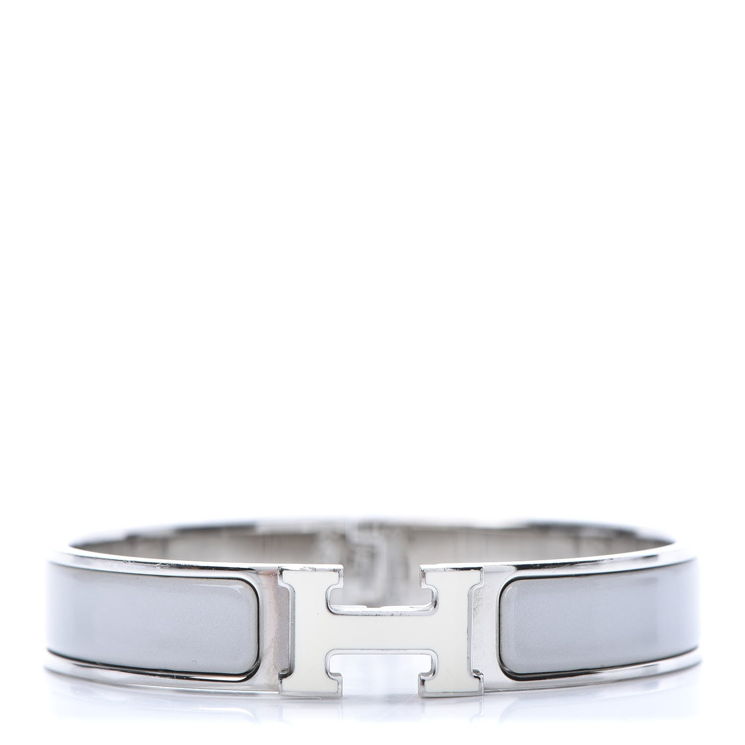 Hermes Enamel Narrow Clic Clac H Bracelet PM Blanc Gris Clair 1 of 5
