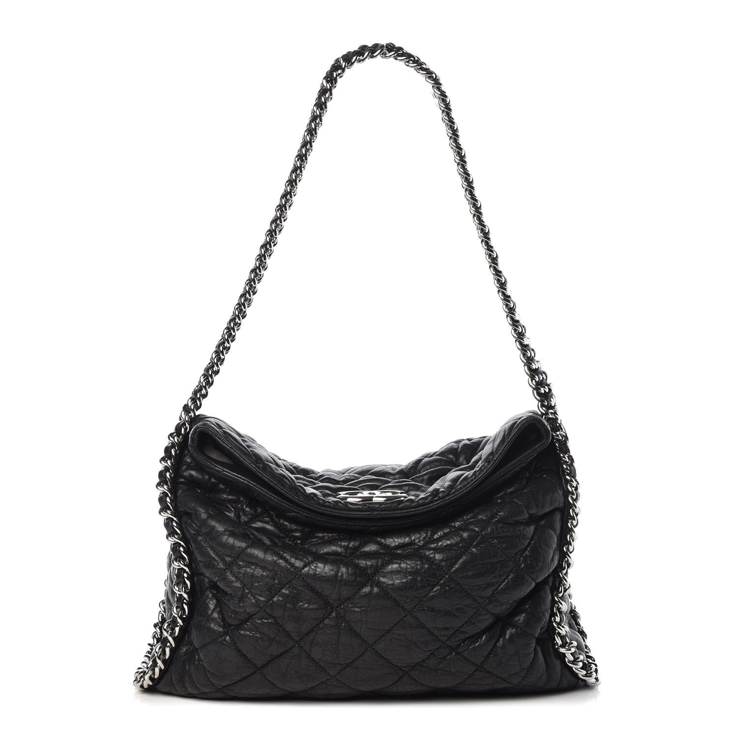 Chanel Washed Lambskin Chain Around Hobo Black 1 of 16