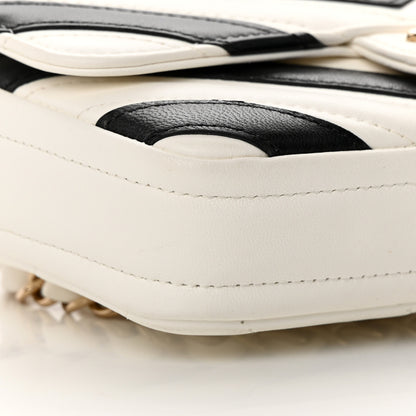 Chanel Lambskin Chevron Stitched Flap White Black 9 of 12