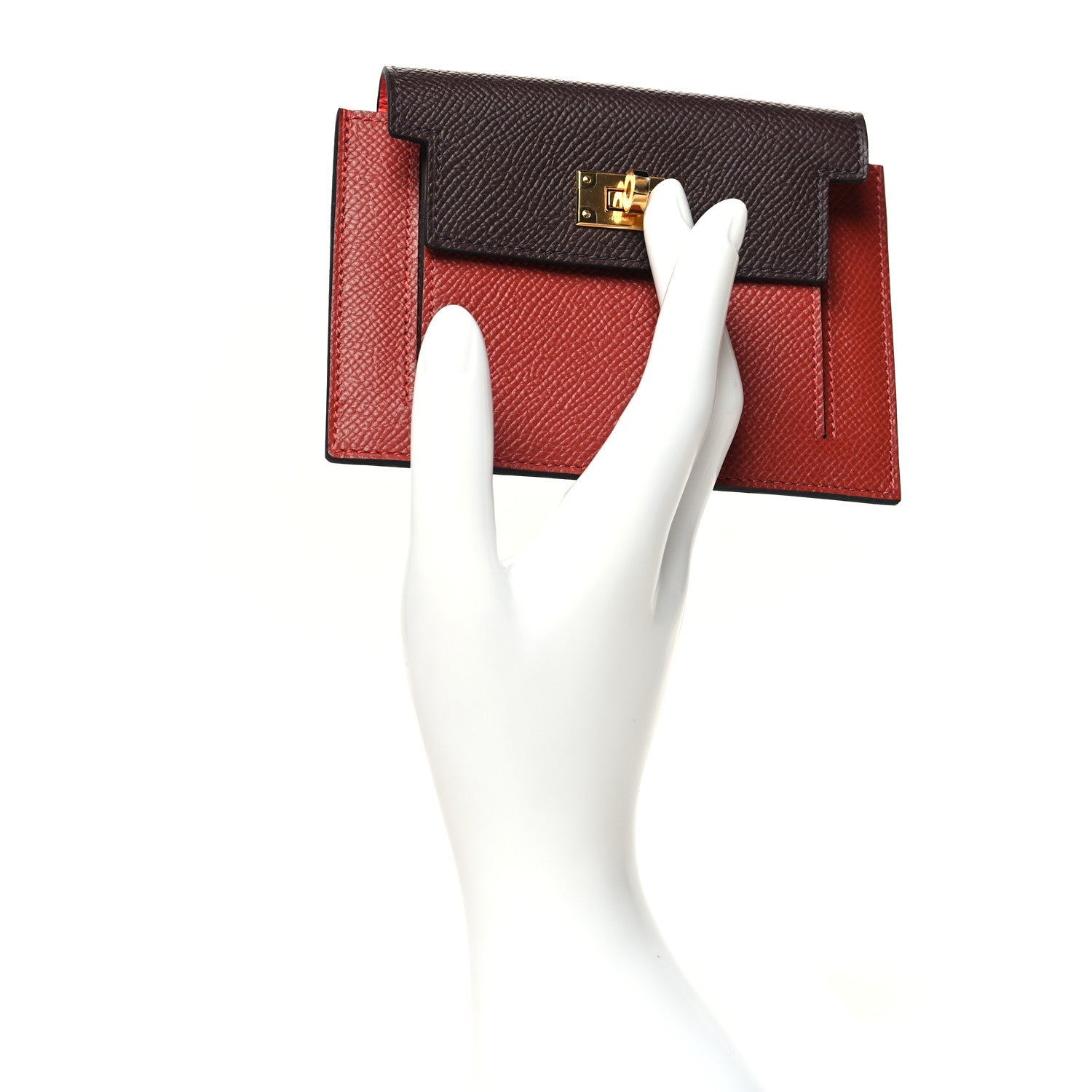 Hermes Epsom Tricolor Kelly Pocket Compact Wallet Rouge Venetian Rouge Sellier Rose Texas 2 of 9