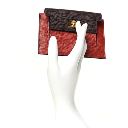 Hermes Epsom Tricolor Kelly Pocket Compact Wallet Rouge Venetian Rouge Sellier Rose Texas 2 of 9