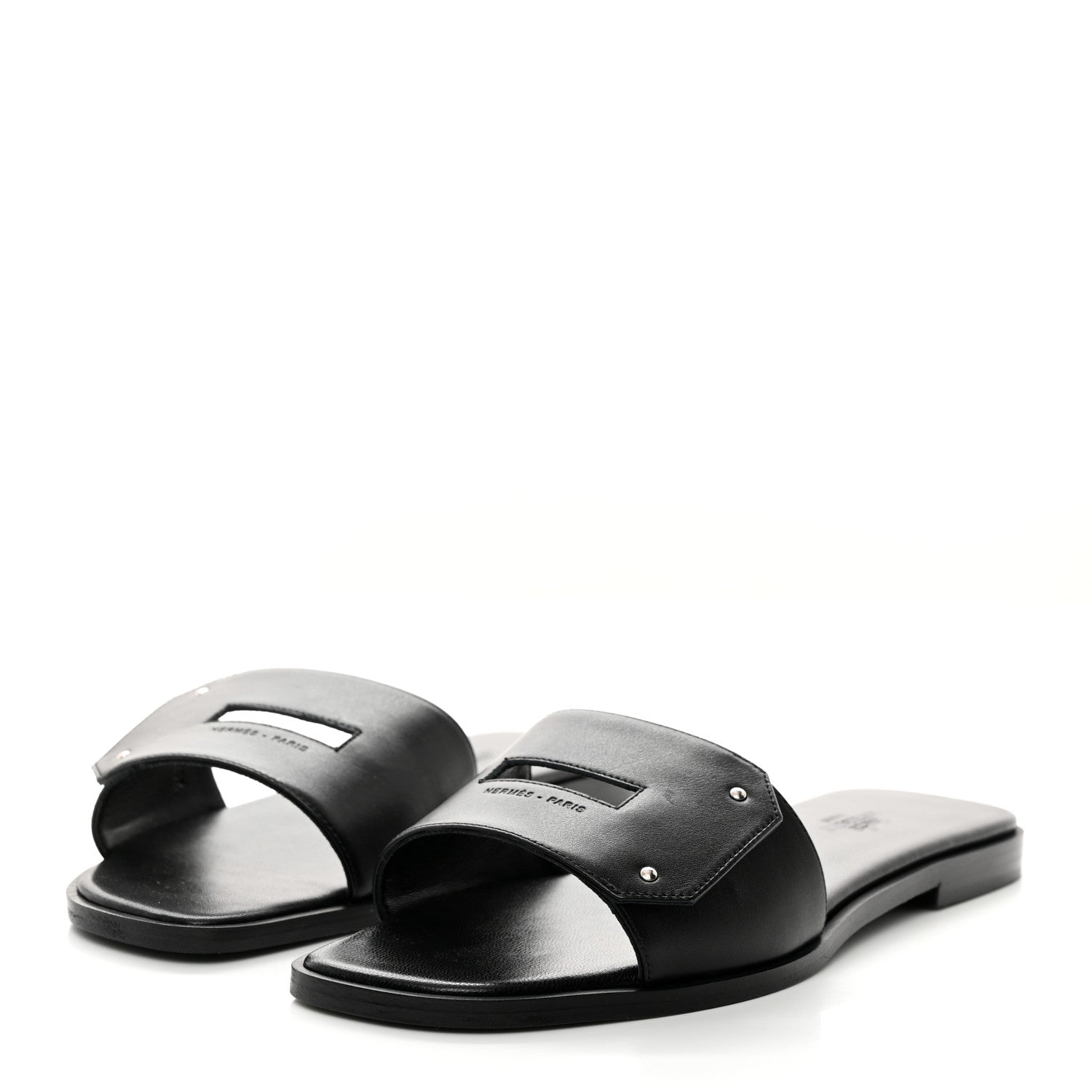Hermes Calfskin View Sandals 38.5 Black 3 of 10