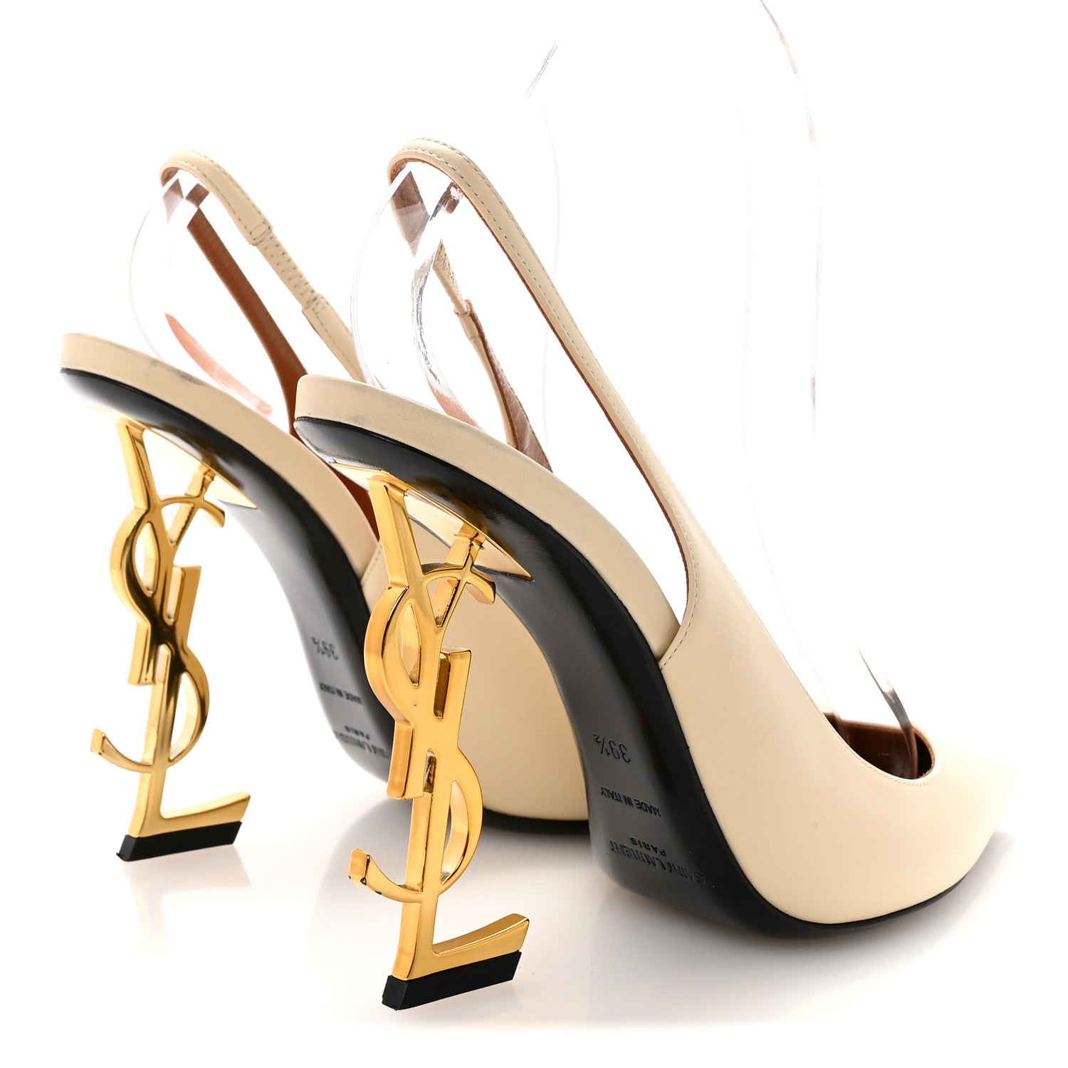 Saint Laurent Calfskin Opyum 110 Slingback Pumps 39.5 Real Beige 5 of 10