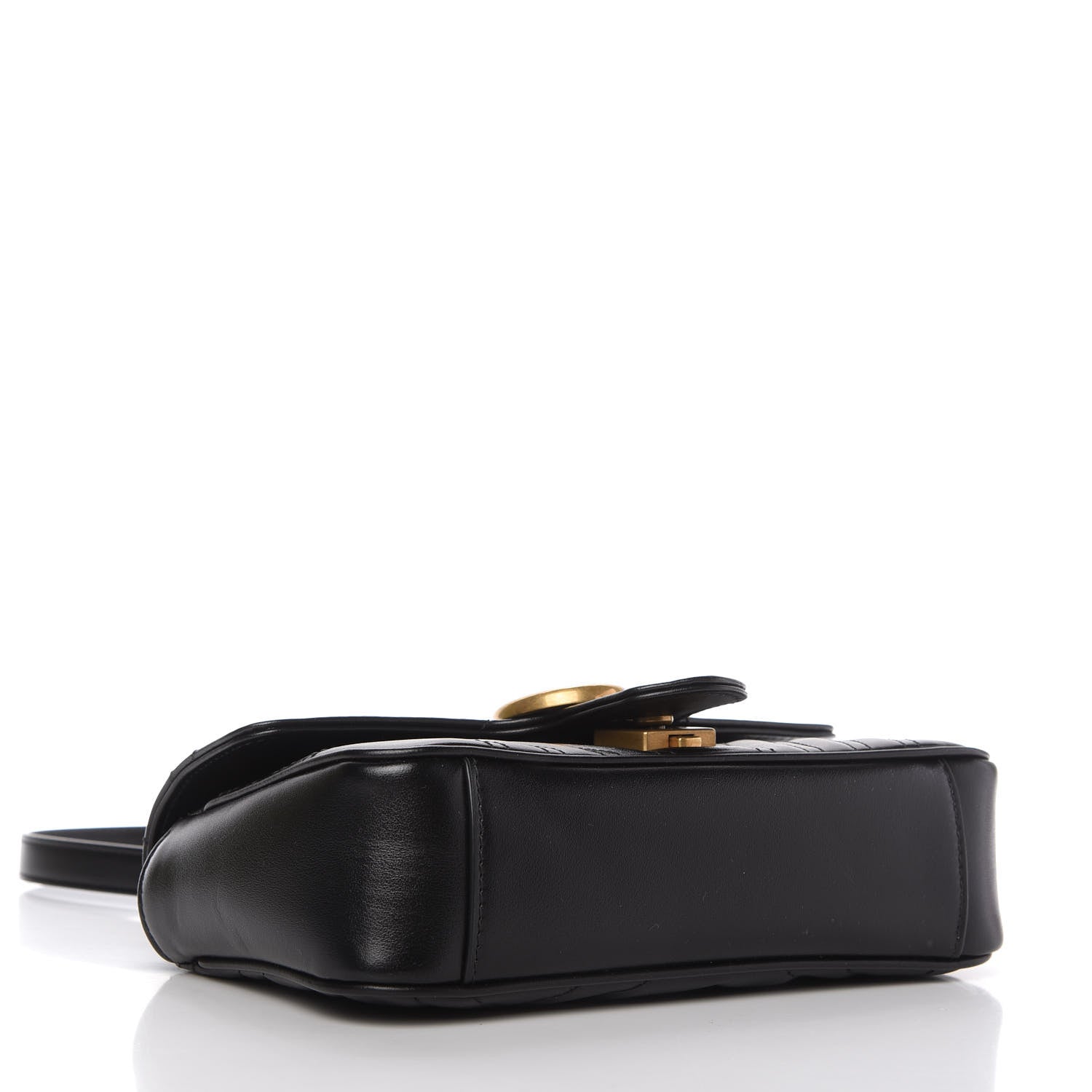 Gucci Calfskin Matelasse Mini GG Marmont Shoulder Bag Black 4 of 11