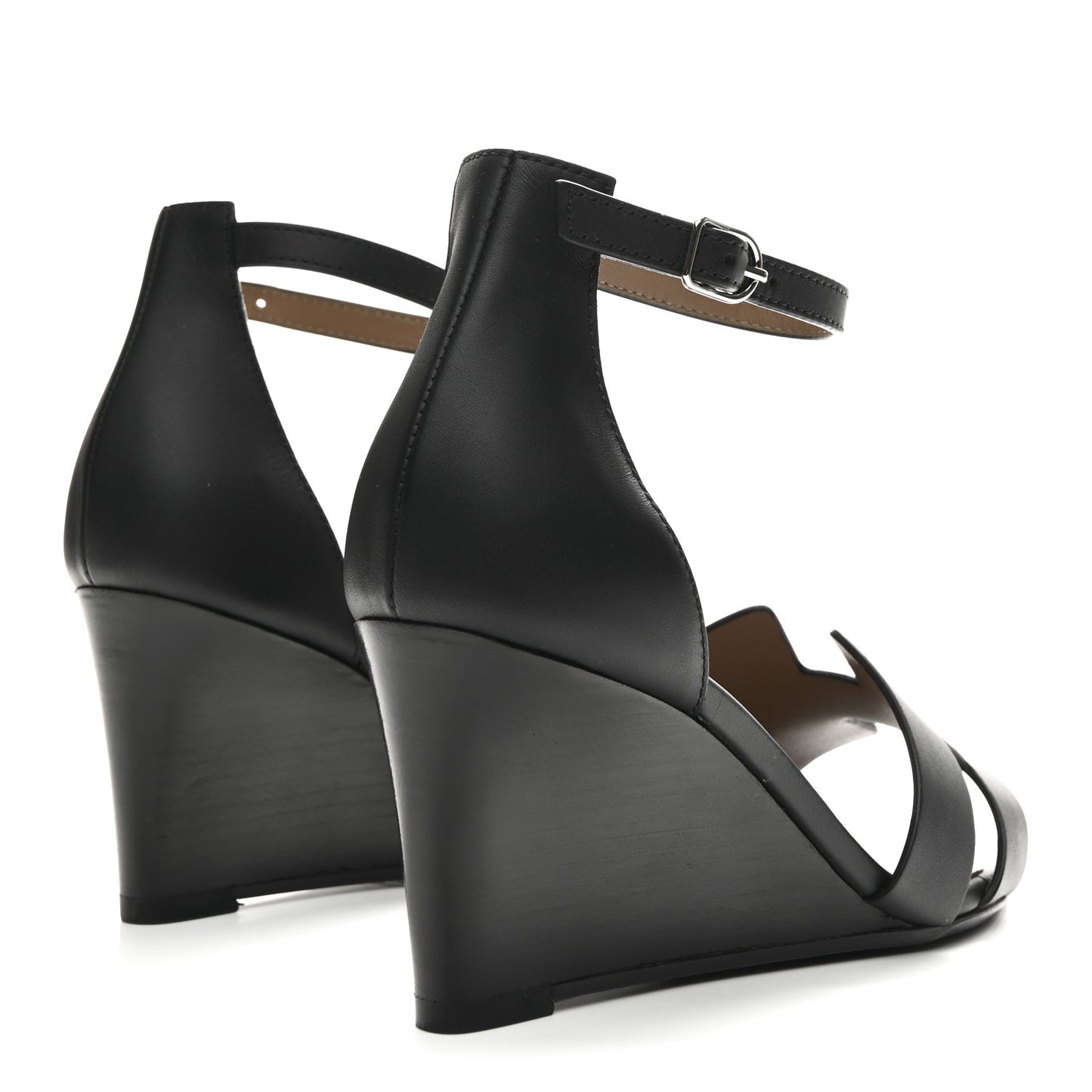 Calfskin Legend Wedge Sandals 36.5 Black
