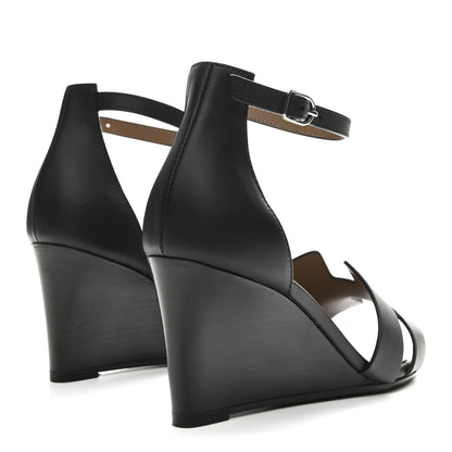 Hermes Calfskin Legend Wedge Sandals 36.5 Black 5 of 10