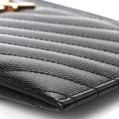 Saint Laurent Grain De Poudre Chevron Monogram Bill Pouch Black 10 of 11