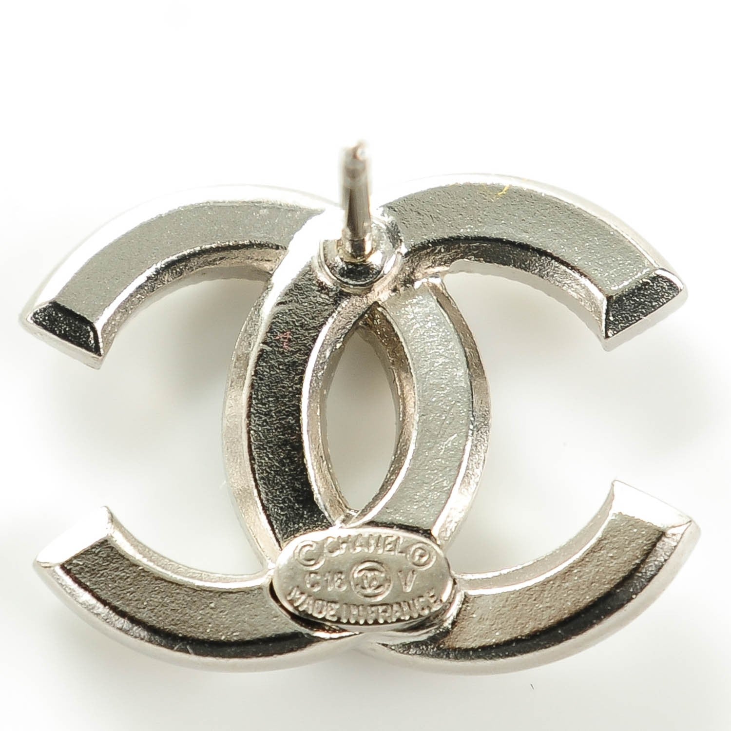 Chanel Baguette Crystal CC Earrings Silver 4 of 5