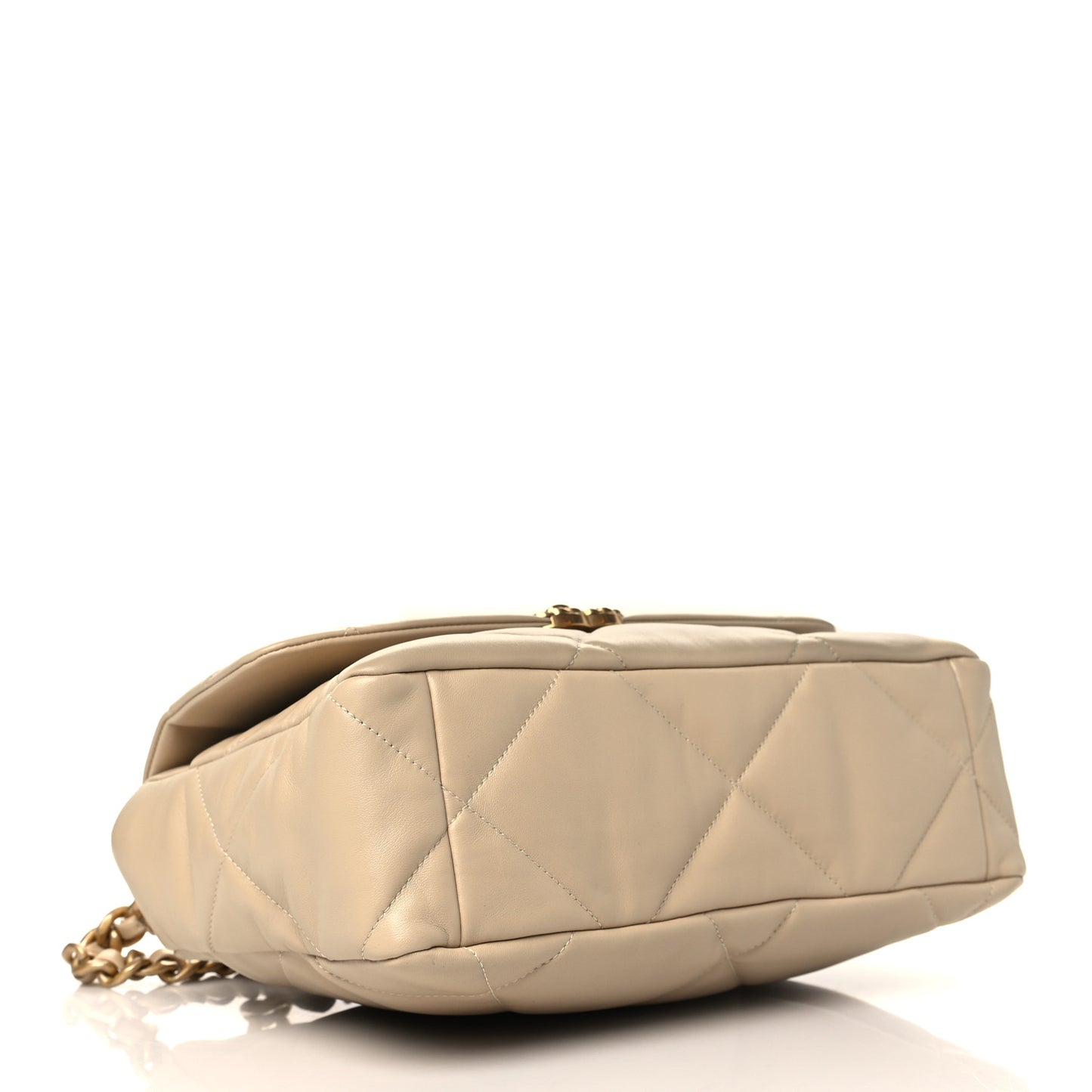Lambskin Quilted Large Chanel 19 Flap Beige
