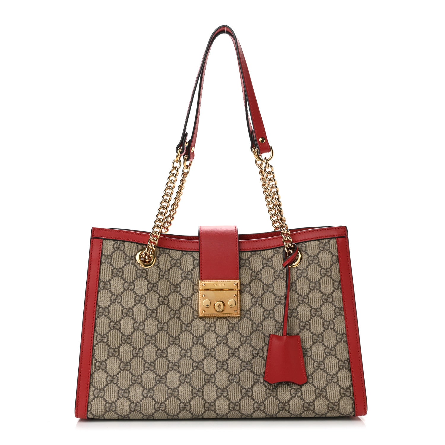 Gucci GG Supreme Monogram Medium Padlock Tote Red 1 of 10