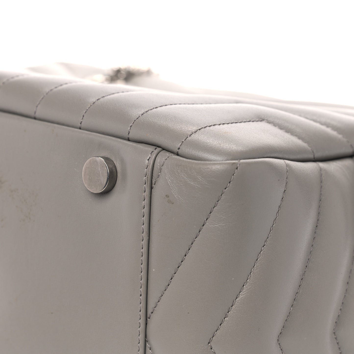 Calfskin Y Quilted Monogram Medium Loulou Bowling Bag Light Grey