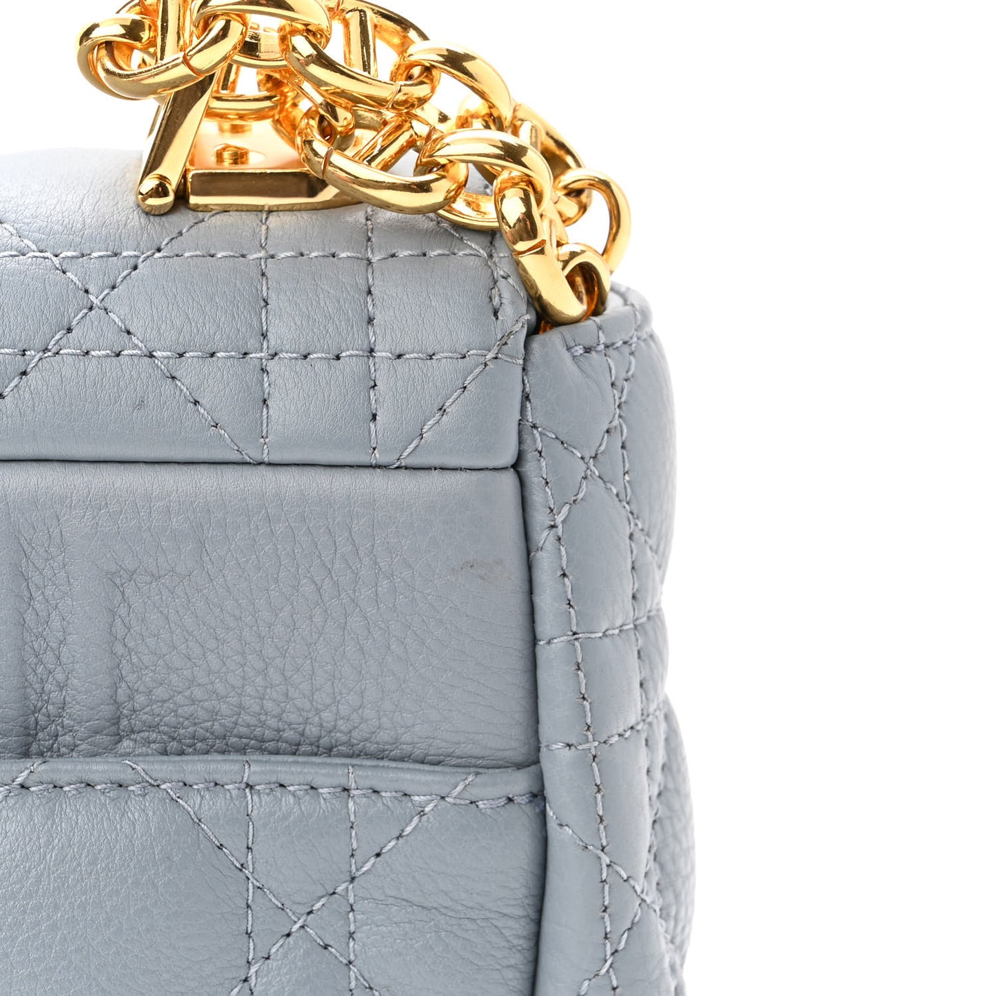 Supple Calfskin Cannage Medium Caro Bag Ethereal Grey
