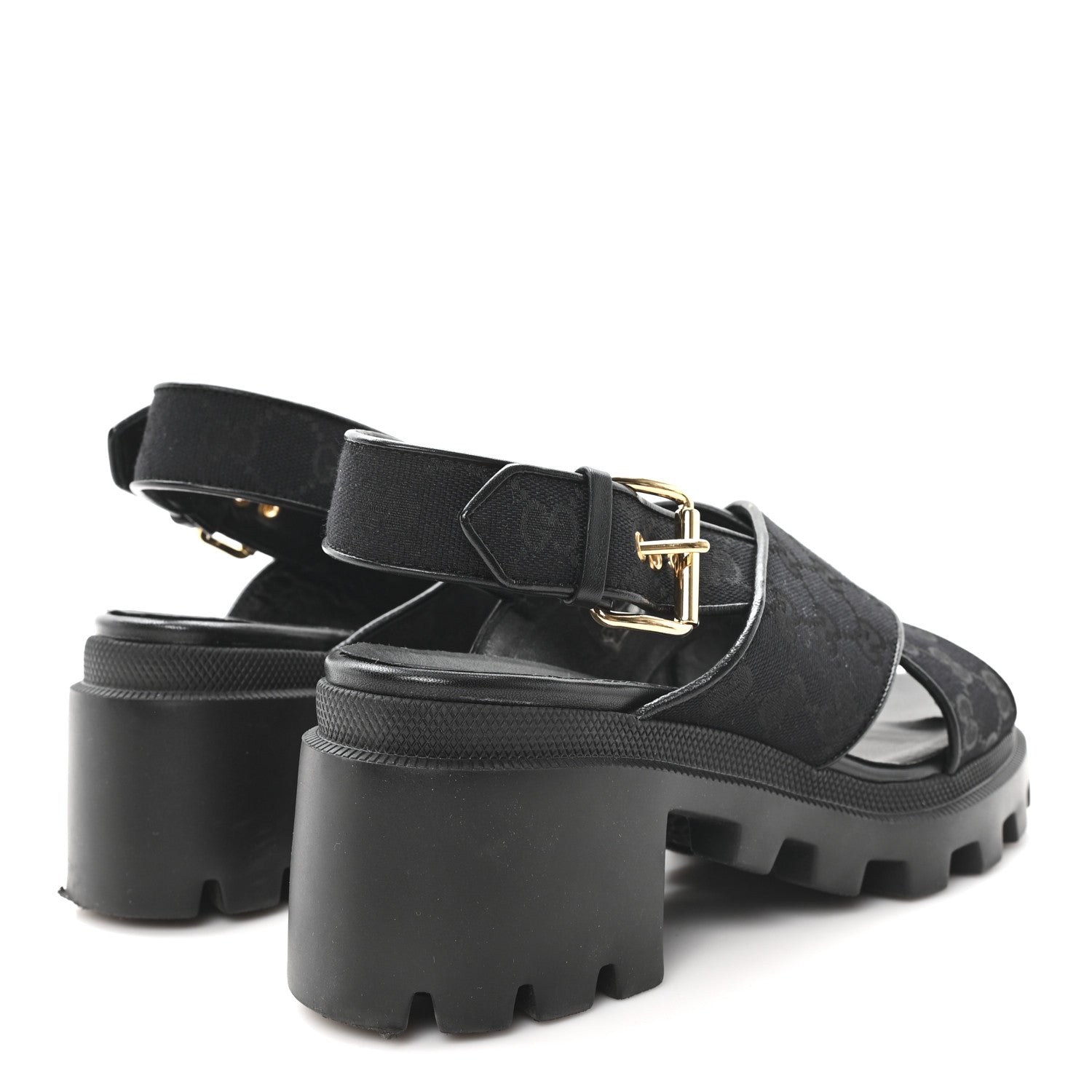 Gucci Monogram Granada Kid Trip 40/72mm Lug Sole Sandals 40 Black 5 of 9