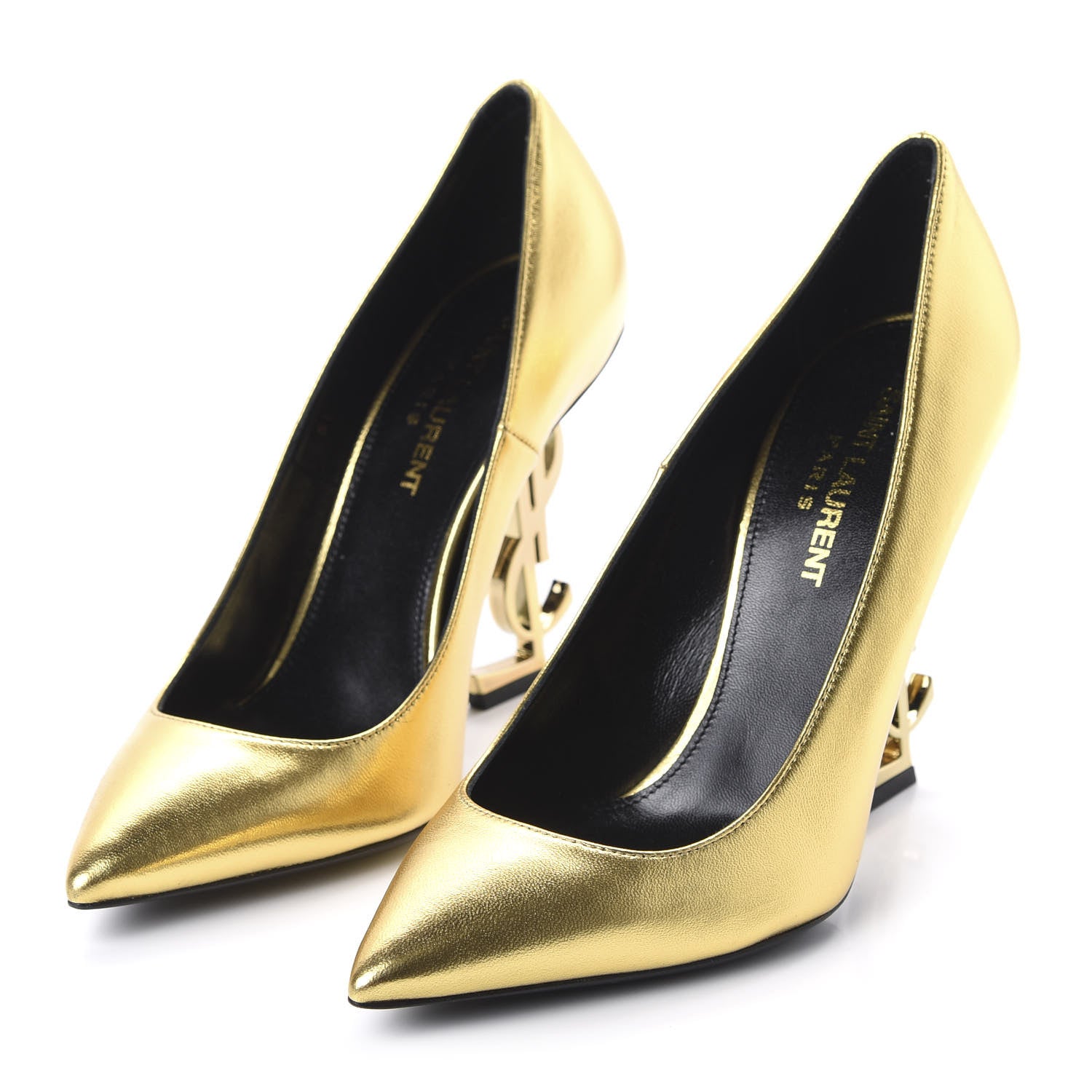 Saint Laurent Metallic Calfskin Opyum 110 Pumps 36 Oro 3 of 10