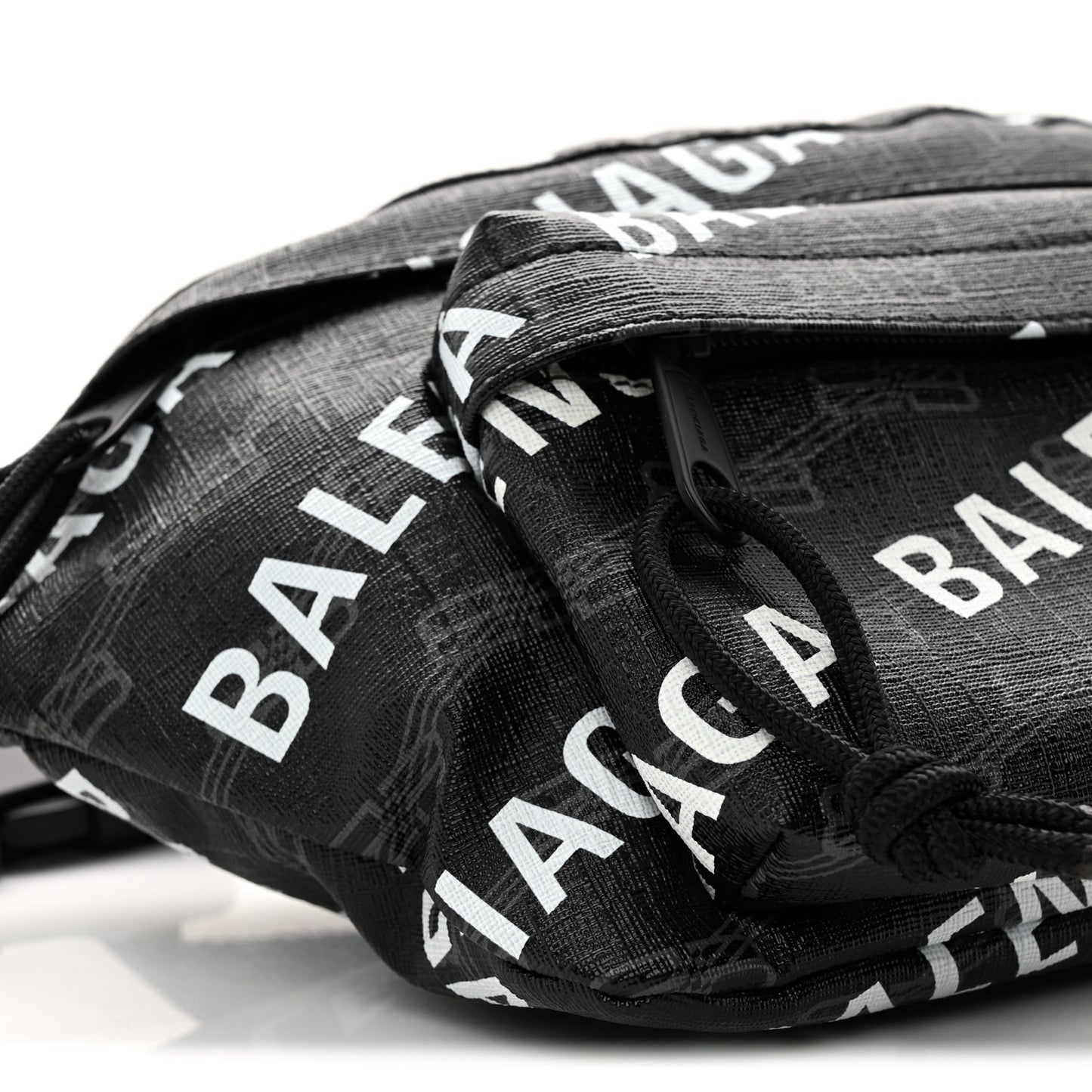 Coated Canvas BB Monogram Allover Logo Medium Signature Beltpack Black Grey White Black Grey White