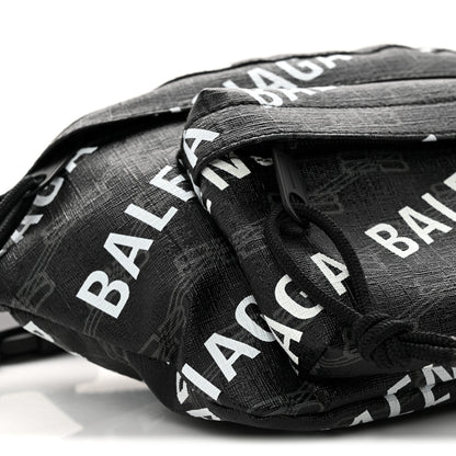 Balenciaga Coated Canvas BB Monogram Allover Logo Medium Signature Beltpack Black Grey White Black Grey White 8 of 9