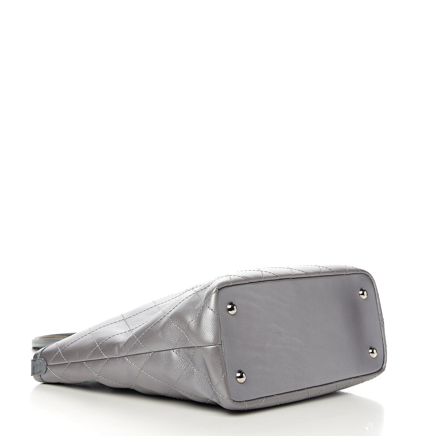 Metallic Grained Calfskin Shopping Fever Tote Silver