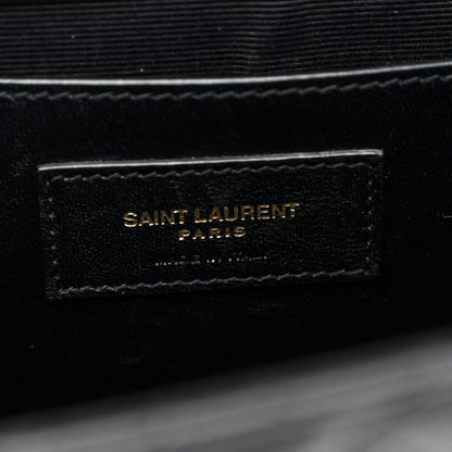 Saint Laurent Grain De Poudre Textured Mixed Matelasse Triquilt Medium Monogram Satchel Black 6 of 12