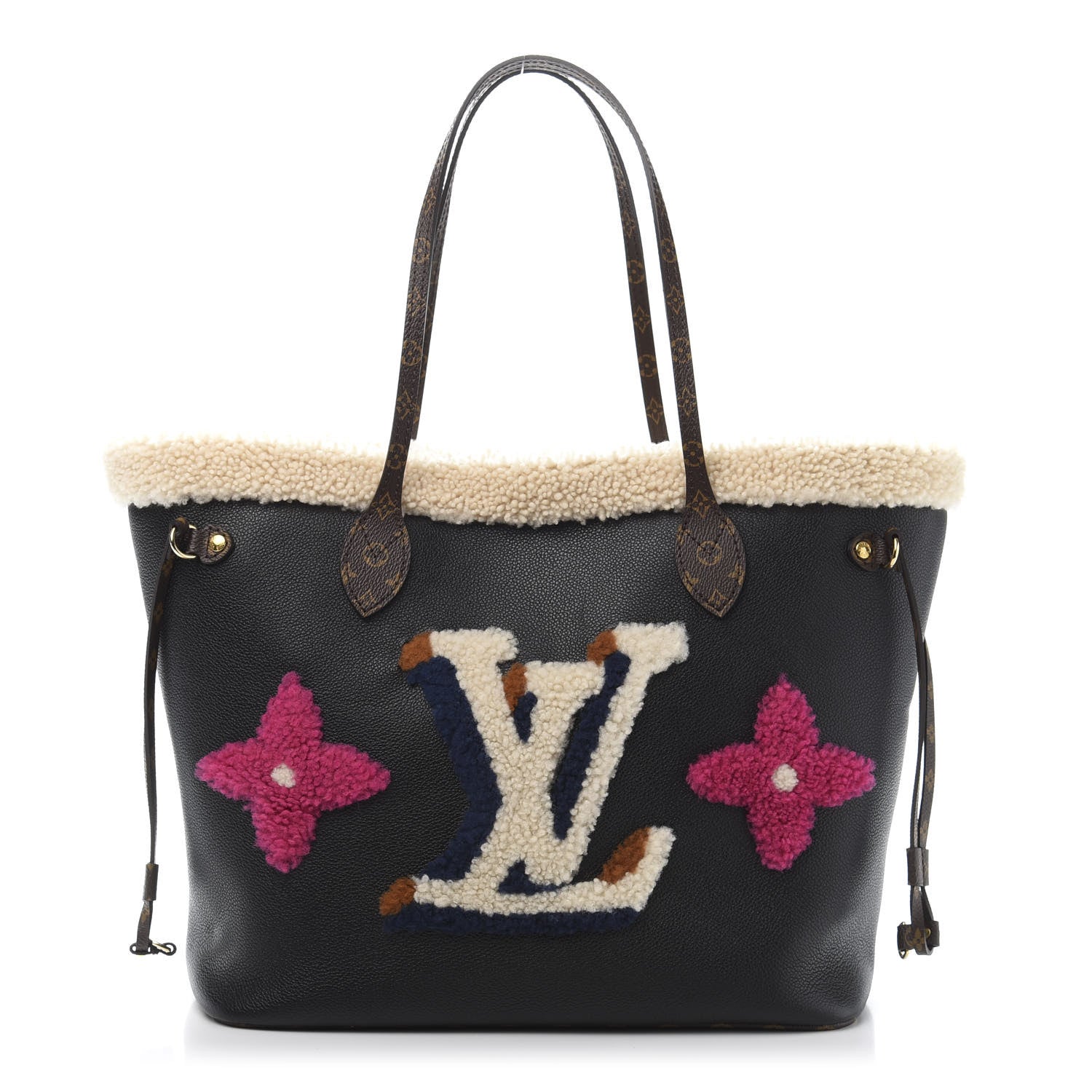 Louis Vuitton Calfskin Monogram Teddy Neverfull MM Black 3 of 13