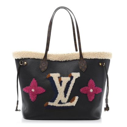 Louis Vuitton Calfskin Monogram Teddy Neverfull MM Black 3 of 13