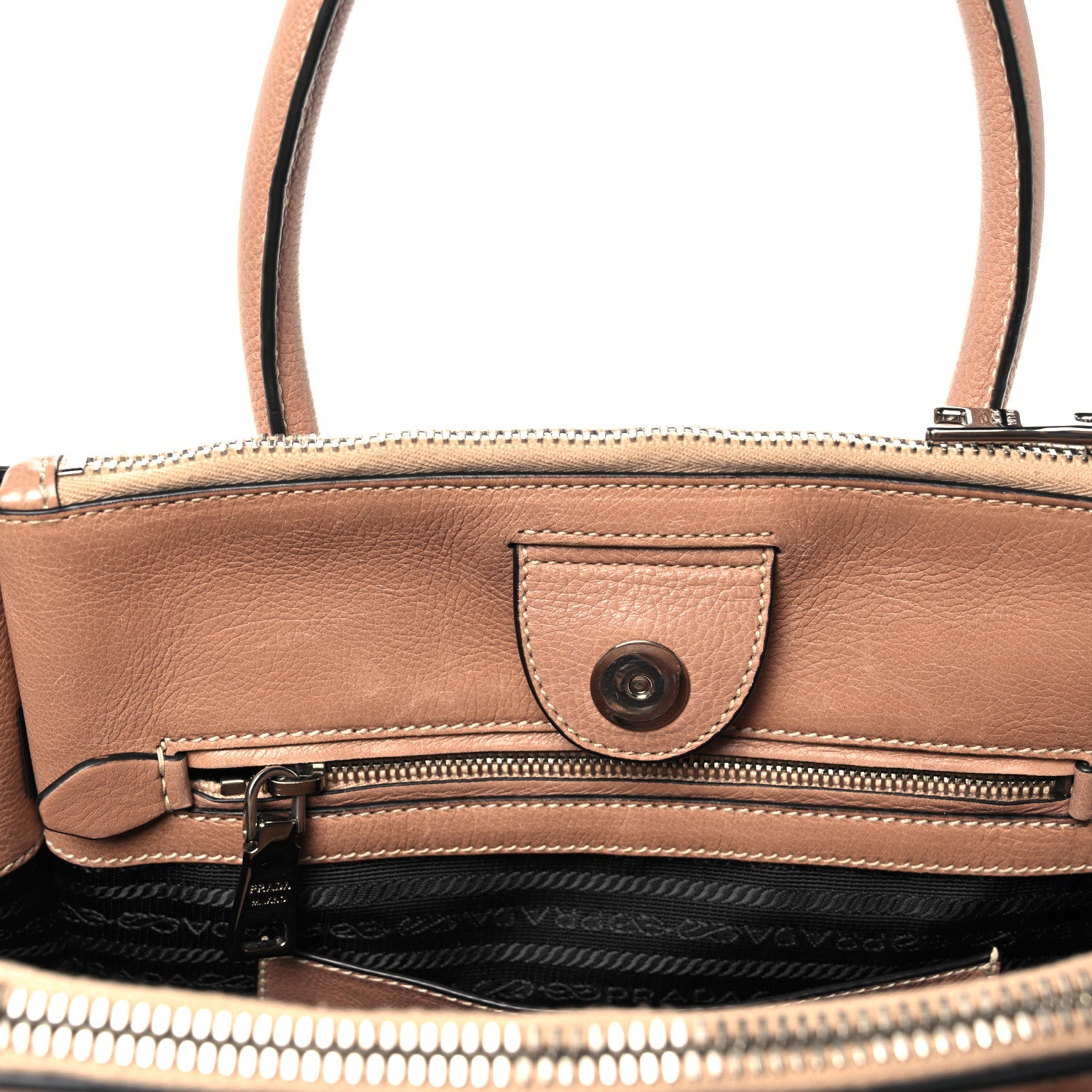 Prada Glace Calf Twin Pocket Tote Caramel 18 of 19