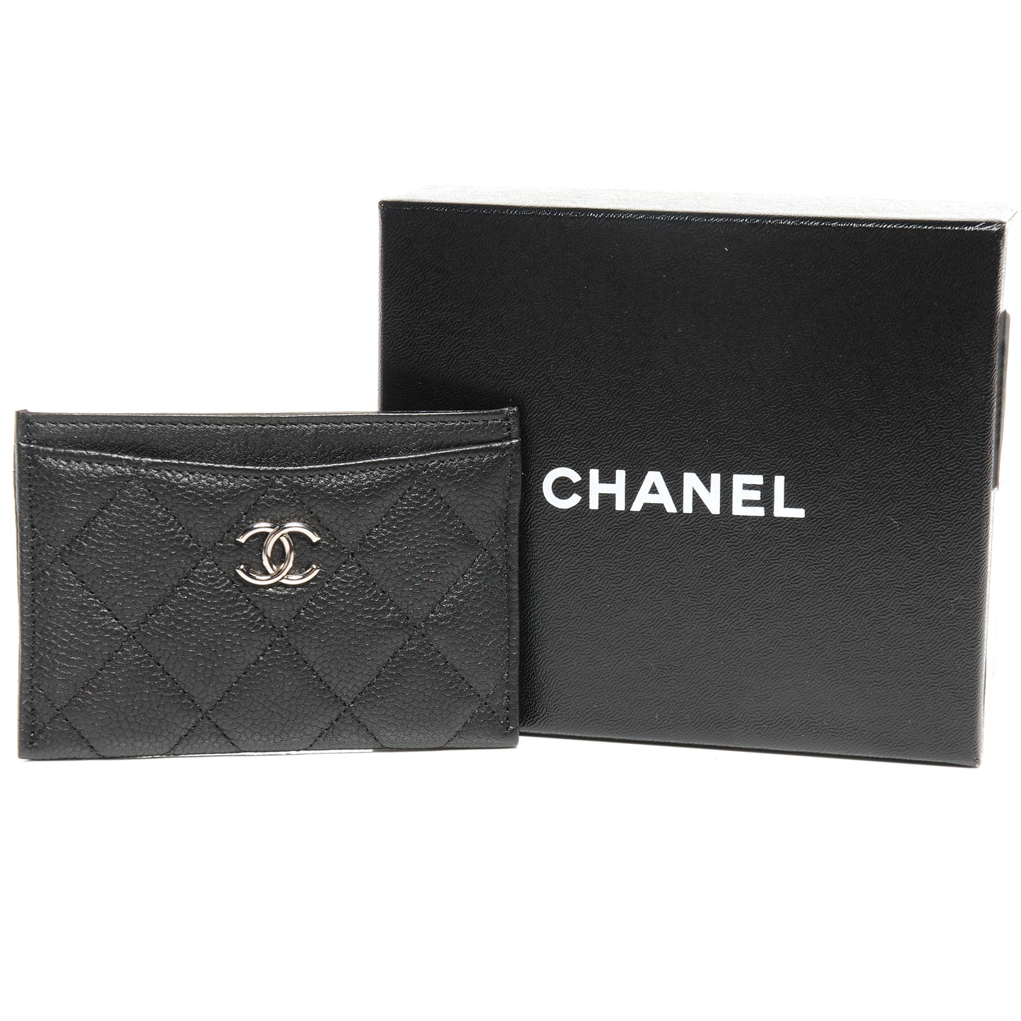 Caviar Quilted Card Holder Black