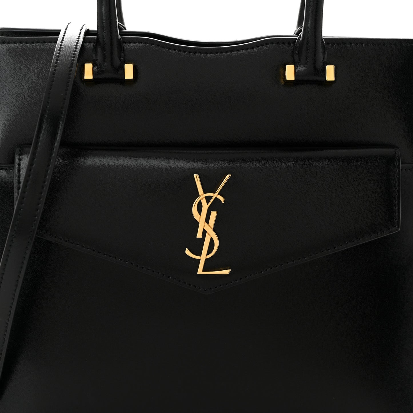 Shiny Calfskin Small Uptown Tote Black