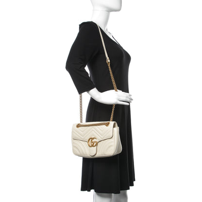Gucci Calfskin Matelasse Small GG Marmont Shoulder Bag White 2 of 10