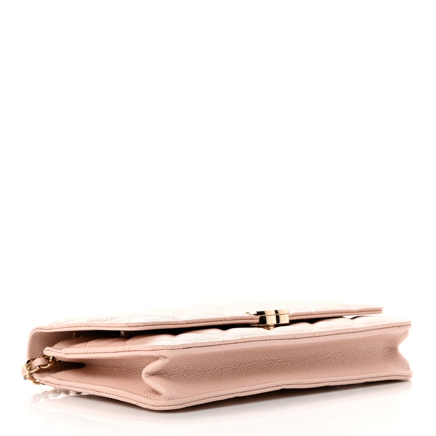 Chanel Caviar Quilted Enamel Wallet on Chain WOC Light Pink 4 of 9