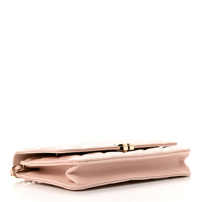Chanel Caviar Quilted Enamel Wallet on Chain WOC Light Pink 4 of 9