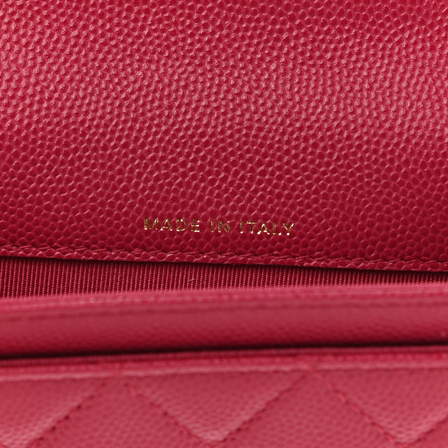 Caviar Quilted Flap Card Holder Wallet Dark Pink